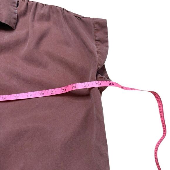 Quince Women’s Short Sleeve Tencel Lyocel Camp Shirt Rust Brown Medium - Picture 9 of 9